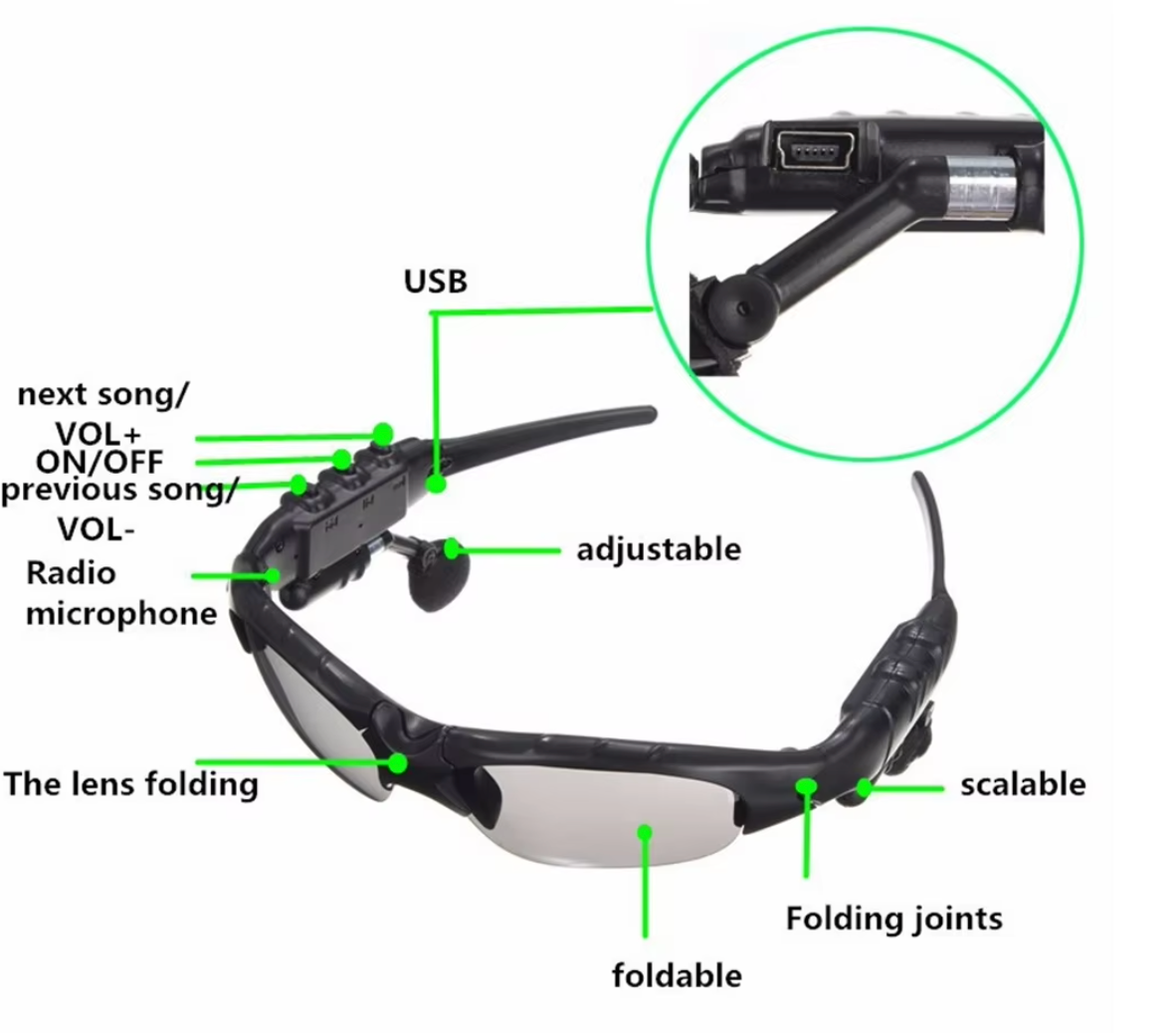 Lentes Con Audifonos Bluetooth